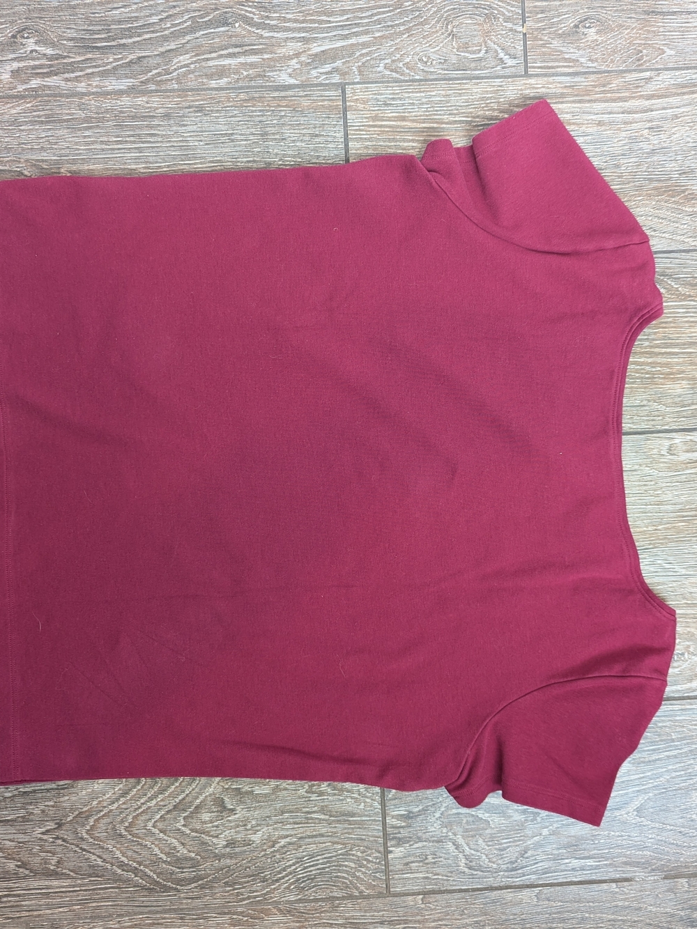 Eileen Fisher Scoop Round Neck Tee Shirt Burgandy Wine Size Large 100% Cotton - Picture 4 of 7